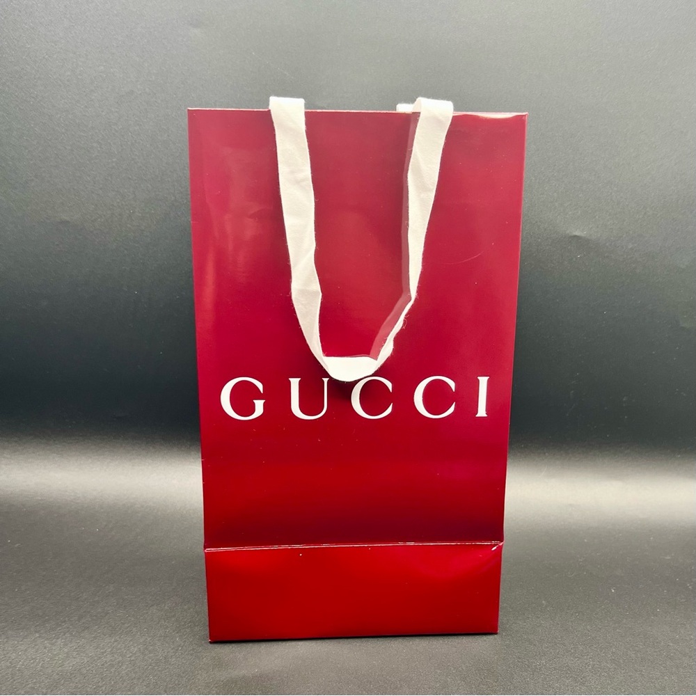 Gucci Crimson Gift Bag / Tote Bag with White Handles